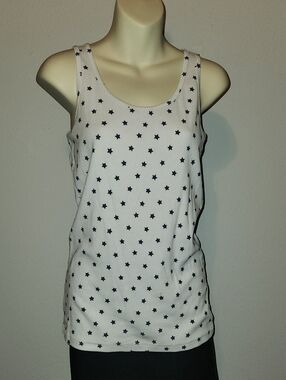 Time and Tru White Tank with Navy Star Print